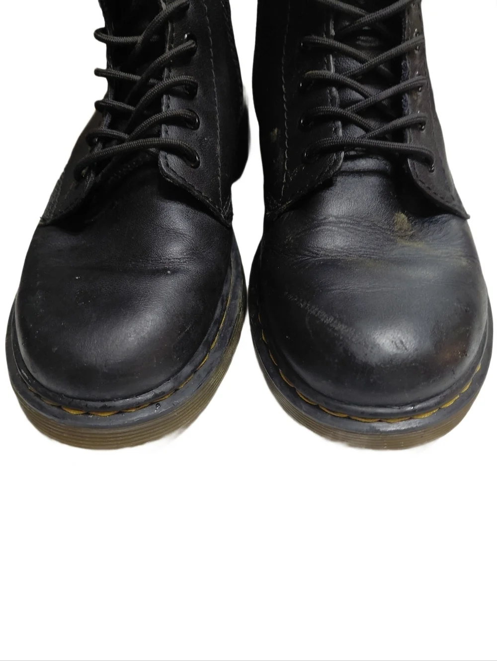 Dr. Martens Kids Size 3 Black Leather Lace-Up Combat Boots